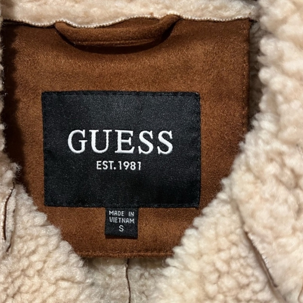 NWT Men"s Guess Double Breasted Faux Fur Shearling Coat - Picture 10 of 15